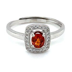 Spessartine .70ct White Gold Finish Silver Ring
